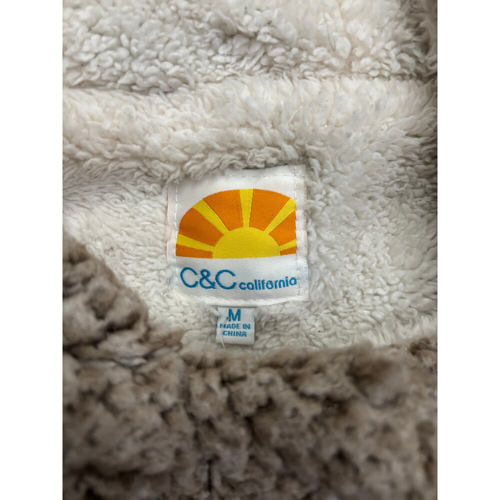 C&C California Womens Faux Fur Teddy Hooded Jacket Taupe Brown‎ Size M RN57686 - Picture 4 of 6